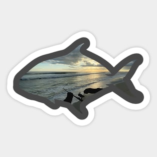 Sunset surf fishing Sticker